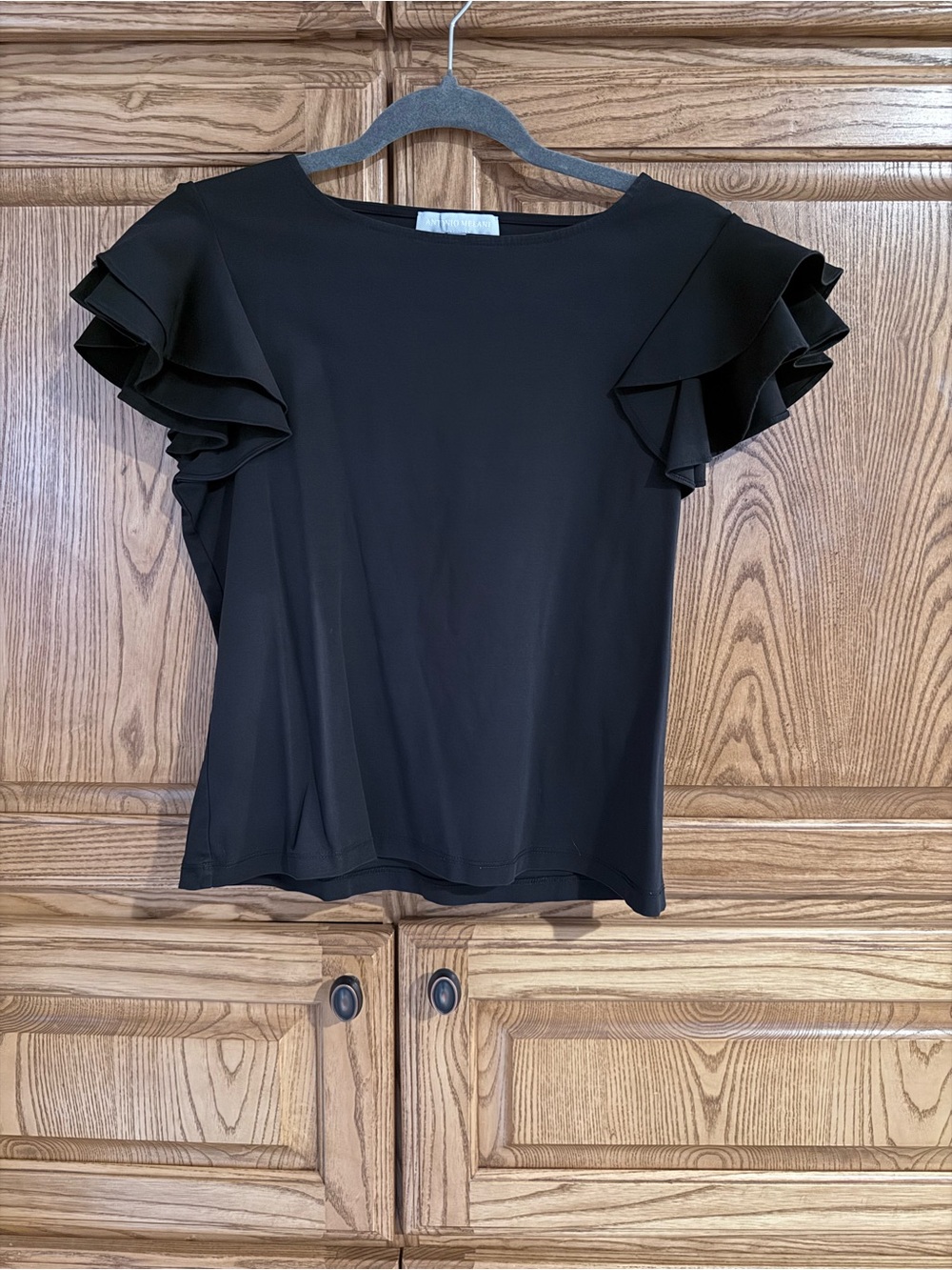 ANTONIO MELANI Black Ruffle Sleeve Blouse